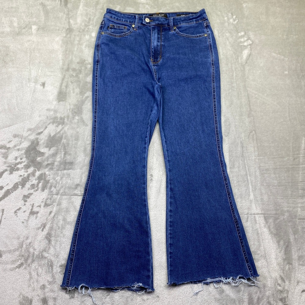 Judy Blue Los Angeles Womens Flare Jeans Distressed Hem Sz 11/30‎ Fits 28"